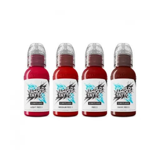 [ki_set_encre_world_shades_of_red] Set Encre Tattoo - World Famous Ink Limitless -   Collection Shades of Red - 4 x 30 ml