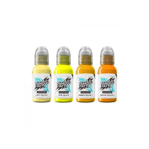 Set Encre Tattoo - World Famous Ink Limitless -   Collection Shades of Yellow - 4 x 30 ml