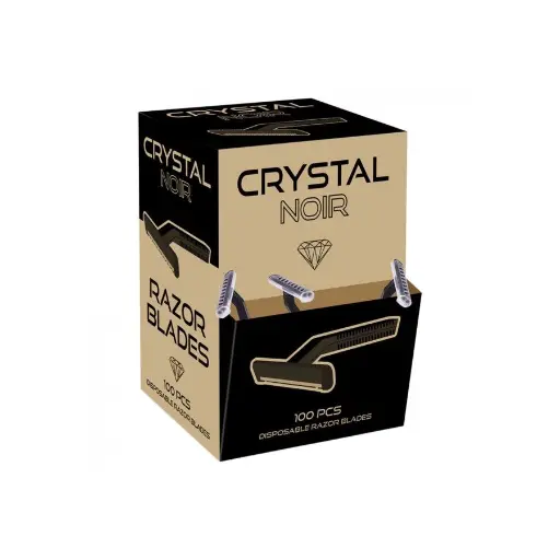 [tl_rasoir_crystal] Rasoir Préparation Tattoo - Crystal Noir - Boîte distributrice de 100 rasoirs 1 lame à usage unique en plastique noir pour tatouage 