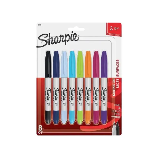 [tl_sharpie_pack_x8] Feutre Tattoo - Sharpie - Pack de 8 feutres pour le tatouage double pointe fine et ultra fine