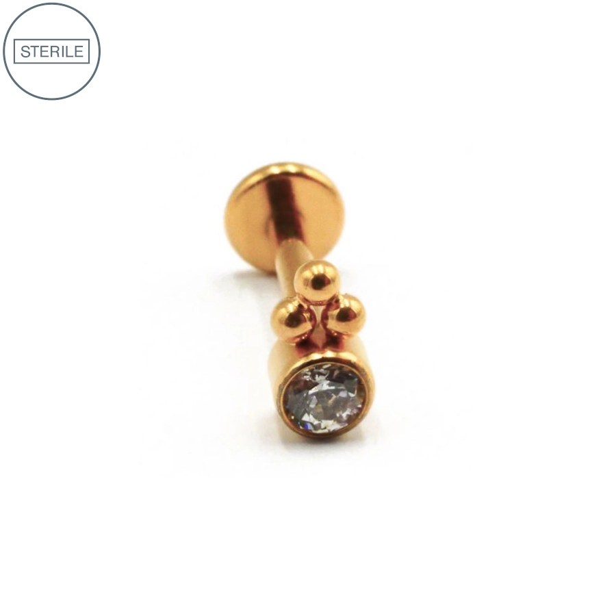 [i_labret_sterile_pvd_gold_44-stvxla44] Labret Piercing - Labret Stérile Interne Pvd Gold 44 - Piercing avec pas de vis interne 3 billes strass