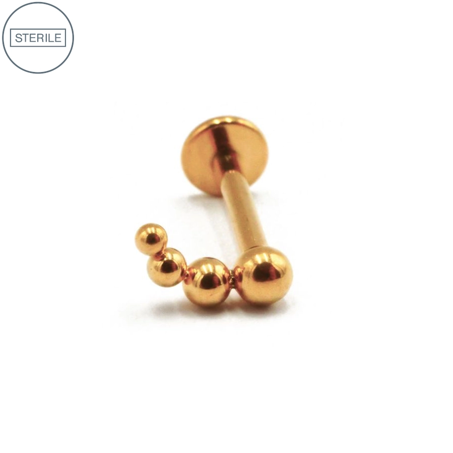 [i_labret_sterile_pvd_gold_45-stvxla45] Labret Piercing - Labret Stérile Interne Pvd Gold 45 - Piercing avec pas de vis interne 4 billes courbes