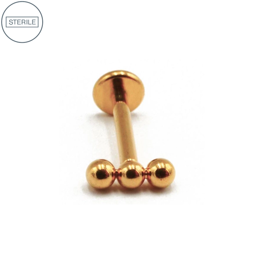 [i_labret_sterile_pvd_gold_46-stvxla46] Labret Piercing - Labret Stérile Interne Pvd Gold 46 - Piercing avec pas de vis interne 3 billes droites