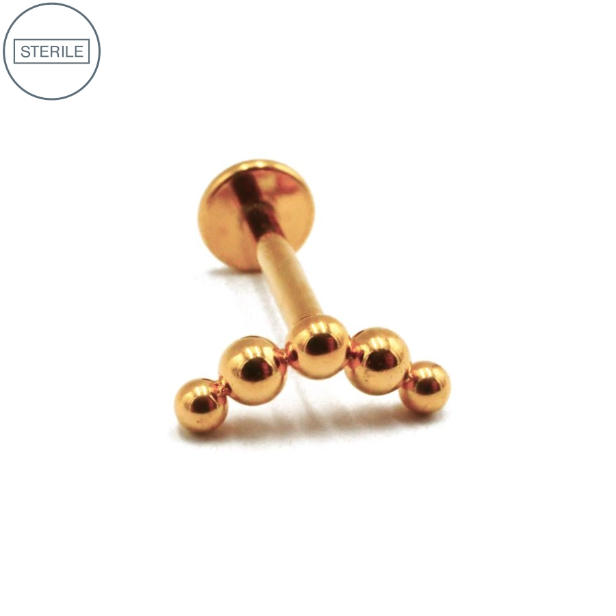 [i_labret_sterile_pvd_gold_48-stvxla48] Labret Piercing - Labret Stérile Interne Pvd Gold 48 - Piercing avec pas de vis interne 5 billes courbes