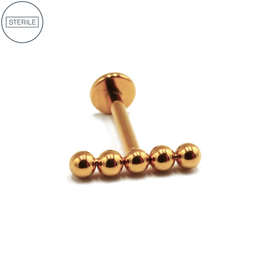 [i_labret_sterile_pvd_gold_47-stvxla47] Labret Piercing - Labret Stérile Interne Pvd Gold 47 - Piercing avec pas de vis interne 5 billes droites
