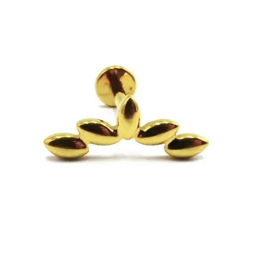 [i_GOLD_labret_sterile-stvxla49] Piercing Labret - Titane F136 Interne Stérile Gold Gamme Itc - Labret avec pas de vis interne arc d'amande 1,2 x 8 mm*