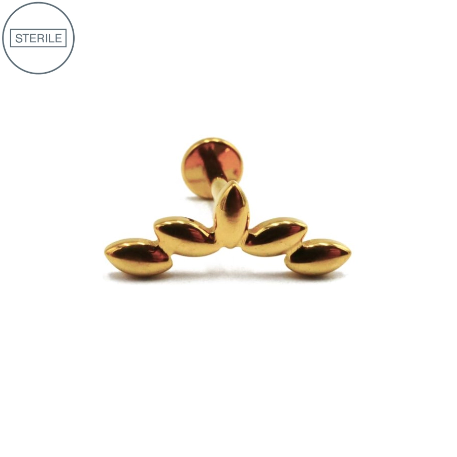 [i_labret_sterile_pvd_gold_49-stvxla49] Labret Piercing - Labret Stérile Interne Pvd Gold 49 - Piercing avec pas de vis interne amande