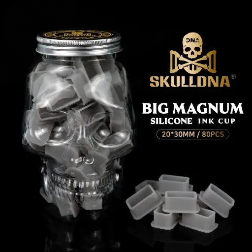 Caps Tattoo - Godet Encre - 80 caps en silicone pour gros magnums - Deux coloris