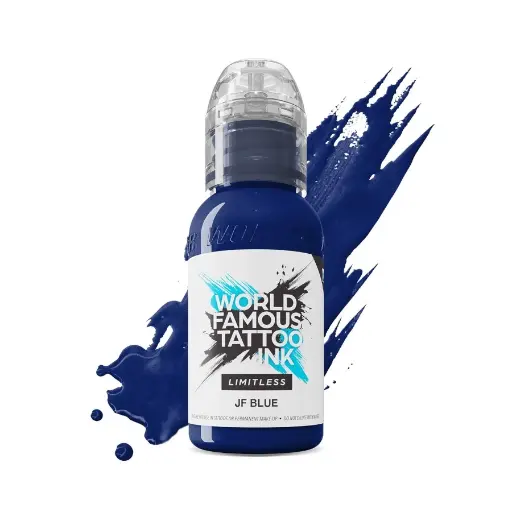 [ki_encre_REACH_world_jf_blue-LTJFBL1-S] Encre Tattoo Bleu - World Famous Ink Limitless Jf Blue - Melange pour le tatouage encre REACH 30 ml