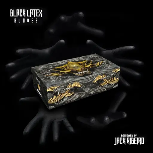 Gant Noir Tatouage - Black Latex Glove By Jack Ribeiro – Boîte de 100 gants en latex non poudré