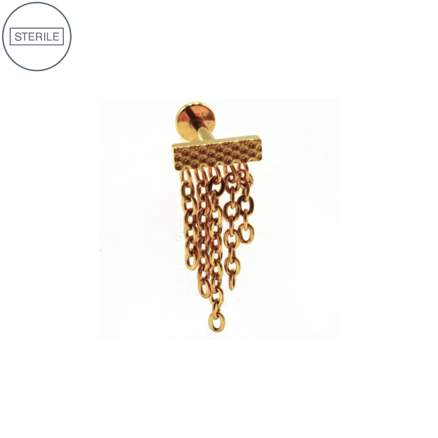 [i_labret_sterile_pvd_gold_53-stvxla53] Labret Piercing - Labret Stérile Interne Pvd Gold 53 - Piercing avec pas de vis interne barre avec chaînette pendante