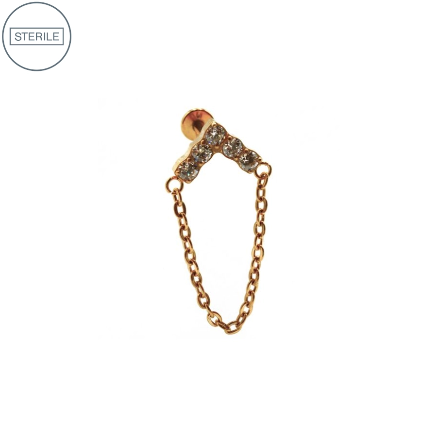 [i_labret_sterile_pvd_gold_54-stvxla54] Labret Piercing - Labret Stérile Interne Pvd Gold 54 - Piercing avec pas de vis interne chevron chainette avec strass