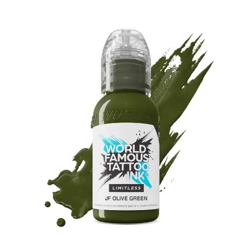 [ki_encre_world_jf_olive_green-LTJFOGN1-S] Encre Tattoo Vert - World Famous Ink Limitless Jf Olive Green - Melange pour le tatouage encre REACH 30 ml