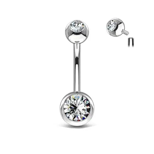 Piercing Banane - Titane F136 Interne Stérile Gamme Hand Ink - Banane avec pas de vis interne et 2 billes strass*