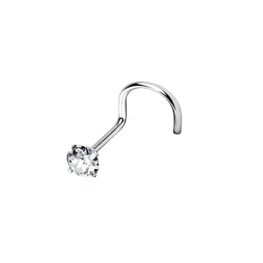 [ns_ST15_nez_sterile_strass_griffe-W24-8] Piercing De Nez - Titane Stérile - Stud de nez stérile avec strass griffé*