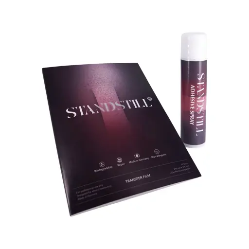 [ki_standstill_kit_papier_spray-STANDSTILL-BUNDLE] Transfert Tattoo - StandStill - Paquet de 50 feuilles de transfert transparentes A4 et spray fixateur*