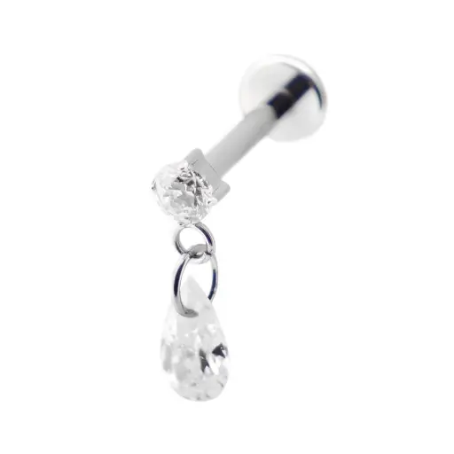 [i_labret_sterile-SUL0009] Labret Piercing - Titane F136 Interne Stérile - Labret 09 avec pas de vis interne 1,2 x 8 mm motif strass et ovale*
