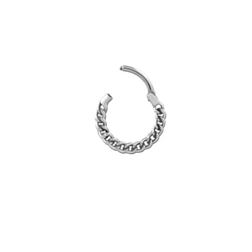 Piercing Anneau - Acier 316L - Clicker avec ouverture à charnière 1mm motif chaîne*