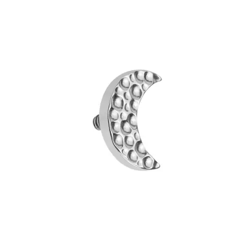 Labret Stérile Titane Interne 40 - Piercing avec pas de vis interne lune 3 strass
