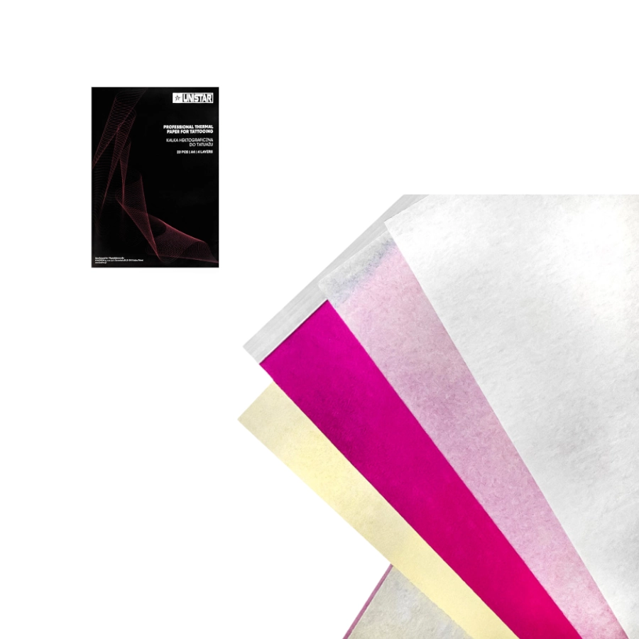 [ki_unistar_papier_transfert_magenta-uni20] Transfert Tatouage - Unistar Professionnal Thermal - 20 feuilles de transfert liasse copiant pour thermocopieur magenta