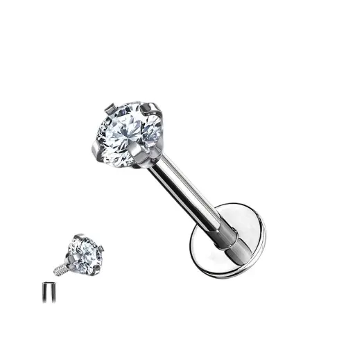 Piercing Labret - Titane F136 Interne Stérile Gamme Hand Ink - Labret avec pas de vis interne et strass griffé*