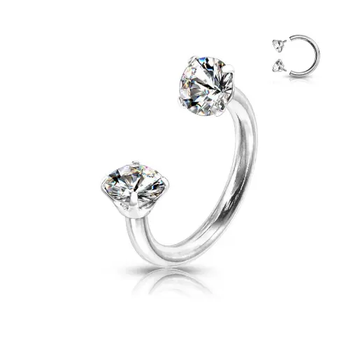 Piercing Fer à Cheval - Titane F136 Interne Stérile Gamme Hand Ink - Barbell circular avec pas de vis interne et strass griffé*