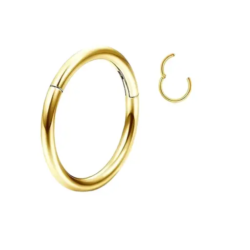 Piercing Anneau - Titane Astm F136 Stérile Gold  - Clicker avec fermeture à charnière*