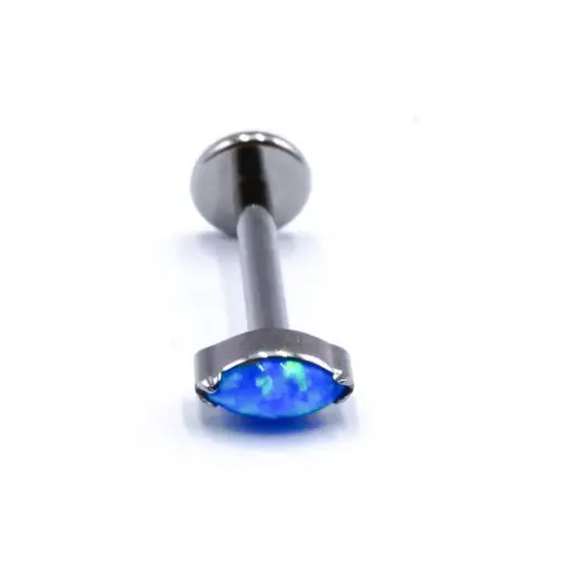 [i_labret_interne_sterile-STXLA421.2X8] Labret Stérile Titane Interne 36 - Piercing avec pas de vis interne strass ovale bleu