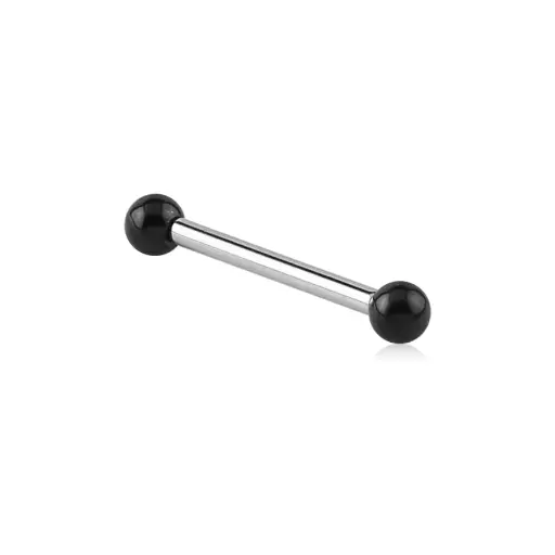 Piercing Barbell - Acier Interne - Barbell en acier 316L avec pas de vis interne et bille noir 2 mm*