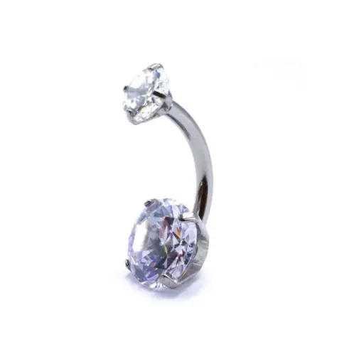 [i_banane_interne_sterile-STXB17] Banane Piercing - Banane Stérile Interne - Piercing en titane avec pas de vis interne et 2 strass griffés*