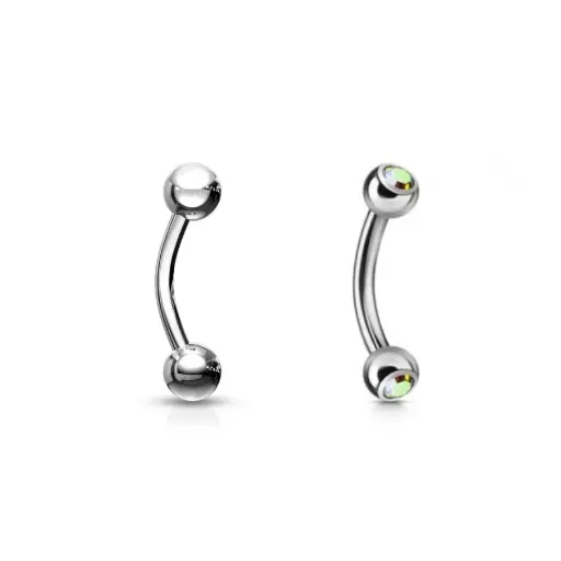 Piercing Banane - Titane F136 Stérile Gamme Itc - Banane pas de vis externe avec bille ou double strass*