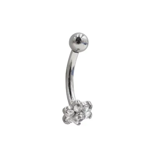 [i_banane_interne_sterile-SUB0001] Piercing Banane - Titane F136 Interne Stérile Gamme Itc - Banane avec pas de vis interne fleur strass 1,2 x 8 mm*