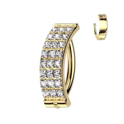 [fb_GOLD_STERILE_banane_nombril-FBG-1542] Piercing Banane - Titane Astm F136 Stérile Gold - Anneau clicker nombril 1,6 x 10 mm*