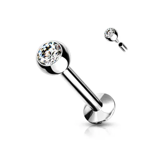 Piercing Labret - Titane G23 Interne Stérile - Labret avec pas de vis interne et strass*