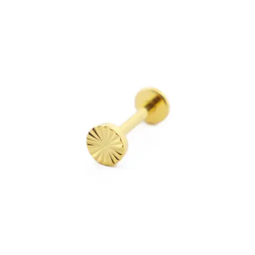 [i_GOLD_labret_interne_sterile-SUGL0007] Piercing Labret - Titane F136 Gold Stérile - Labret 07 interne en titane pvd gold motif rond strié