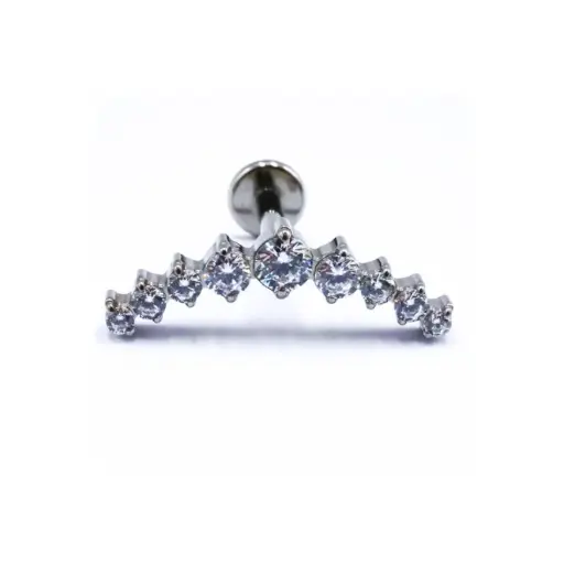 [i_labret_interne_sterile-STXLA611.2X8] Labret Stérile Titane Interne 25 - Piercing avec pas de vis interne couronne 9 strass