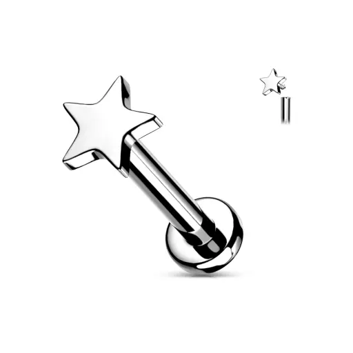 Piercing Labret - Titane Astm F136 Stérile - Labret 53 avec pas de vis interne largeur embout 4 mm* 