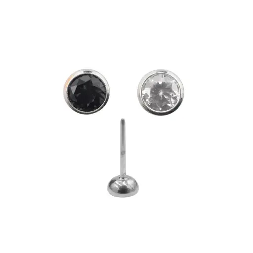 Piercing Bille - Titane Threadless Gamme Itc - Embout demi bille sans pas de vis threadless avec strass*