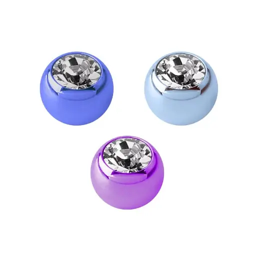 Piercing Bille - Titane Gamme Itc - Bille avec pas de vis externe strass blanc 1,2 x 2,5 mm (3 coloris)*