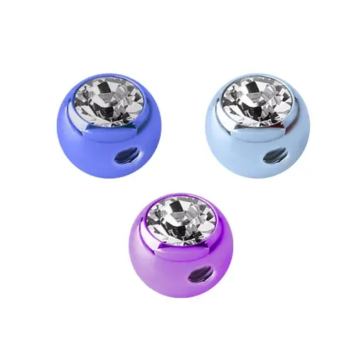 Piercing Bille - Titane Gamme Itc - Bille avec pas de vis externe latéral strass blanc 1,2 x 3 mm (3 coloris)*