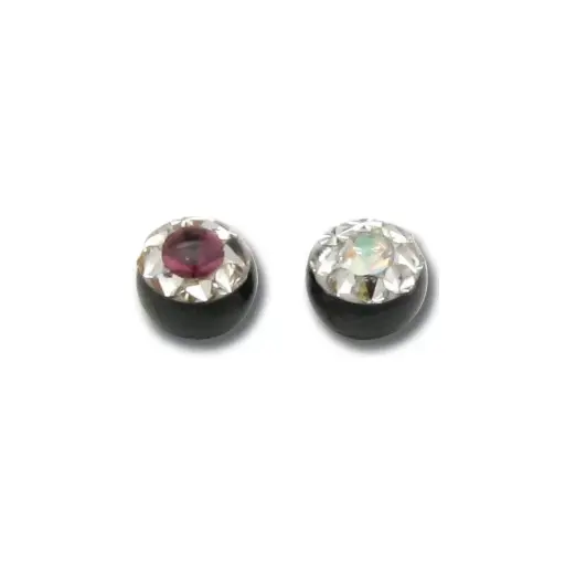 Piercing Bille - Acier Noir Gamme Itc - Bille noire avec pas de vis externe multicristal 1,6 x 5 mm (5 coloris)*