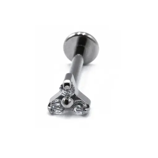 [i_labret_interne_sterile-stxla23] Labret Stérile Titane Interne 06 - Piercing avec pas de vis interne strass trinité