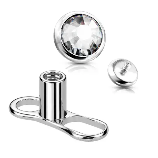 Piercing Surface - Titane Astm F136 Interne Stérile - Piercing micro dermal pour implant avec plaque et strass*