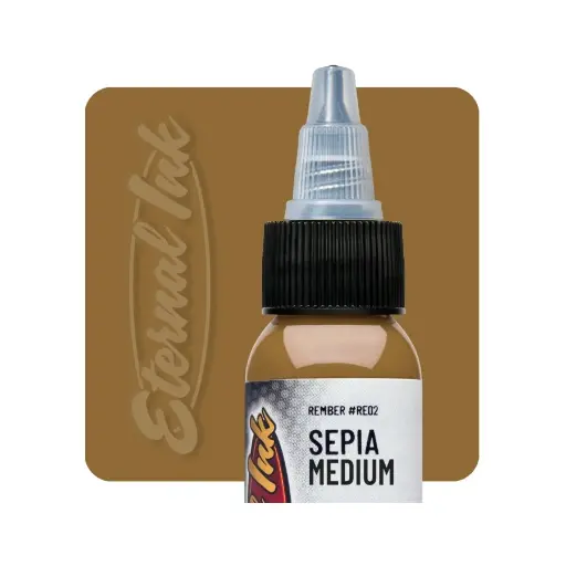 [b_NON_REACH_encre_eternal_sepia_medium-750817] Eternal Ink Rember Sepia Medium - Encre artistique pour entraînement tatouage NON REACH