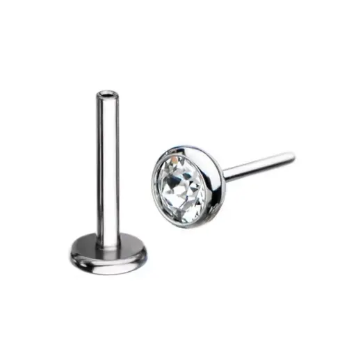 Piercing Labret - Titane F136 Threadless Stérile Gamme Hand Ink - Labret sans pas de vis threadless disque 2,5 mm avec strass*