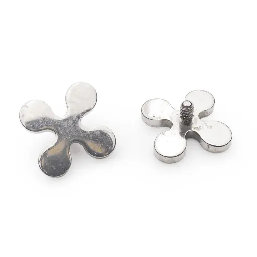 [ns_embout_152-p152_09] Piercing Embout - Titane F136 Gamme Hand Ink - Embout 152 avec pas de vis interne 0,9 mm pour piercing 1,2 mm croix arrondie 5 mm*