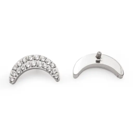 [ns_embout_168-p168_09] Piercing Embout - Titane F136 Gamme Hand Ink - Embout 168 avec pas de vis interne 0,9 mm pour piercing 1,2 mm lune de strass 9 mm*