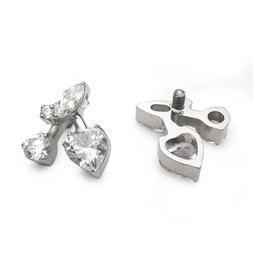 [ns_embout_229-p229_09] Embout Piercing - Titane F136 Gamme Hand Ink - Embout 229 avec pas de vis interne interne 0,9 mm pour piercing 1,2 mm cerise strass 6 mm*