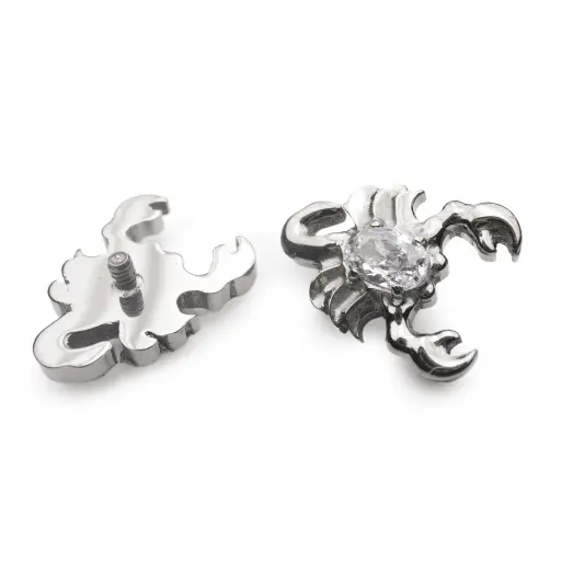 [ns_embout_233-p233_09] Piercing Embout - Titane F136 Gamme Hand Ink - Embout 233 avec pas de vis interne 0,9 mm pour piercing 1,2 mm scorpion strass 9 mm*