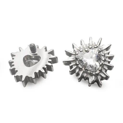 [ns_embout_239-p239_09] Piercing Embout - Titane F136 Gamme Hand Ink - Embout 239 avec pas de vis interne 0,9 mm pour piercing 1,2 mm cœur strass 7 mm*